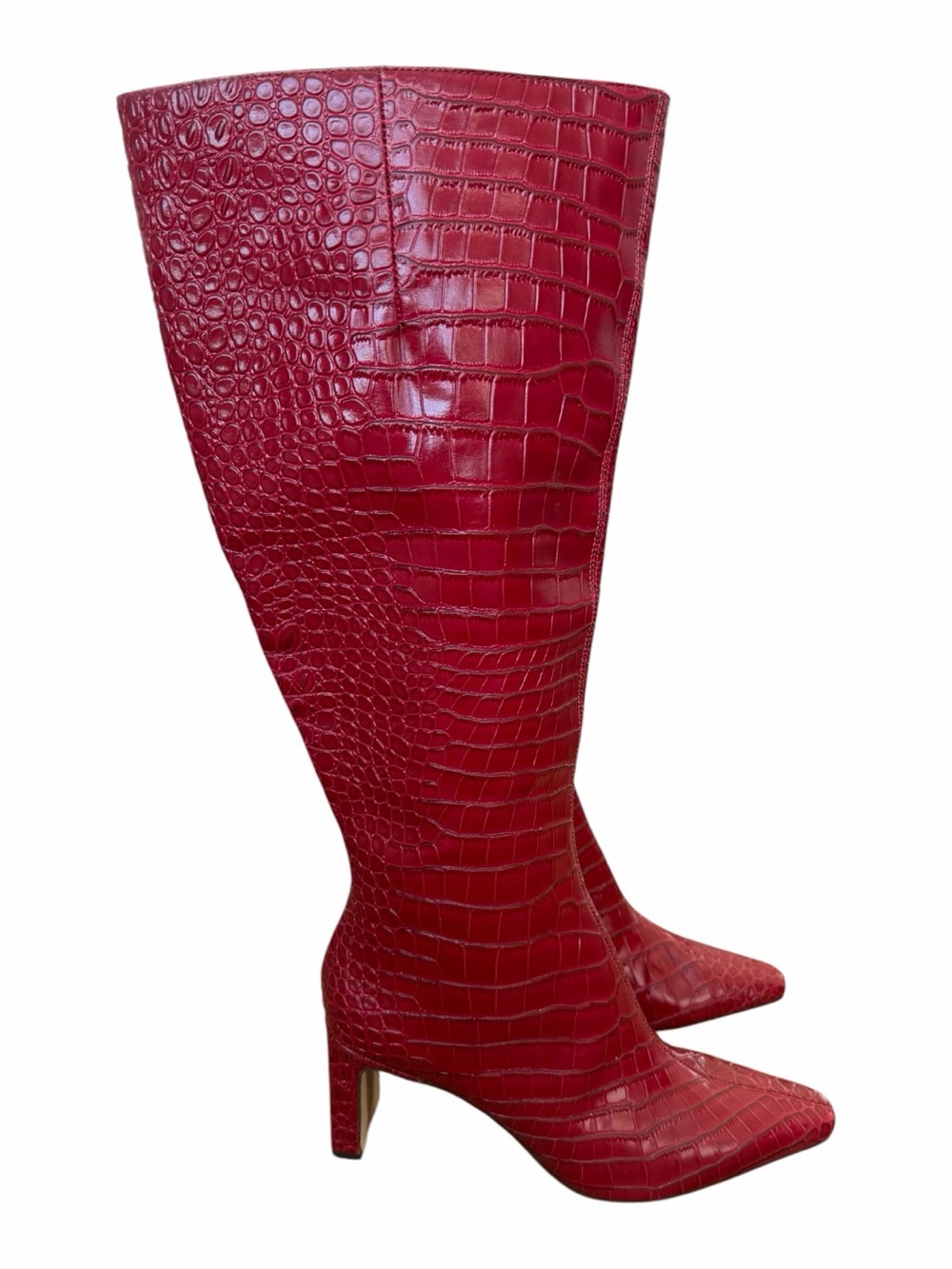 Sam Edelman Red Croc-Embossed Over-The-Knee Boots